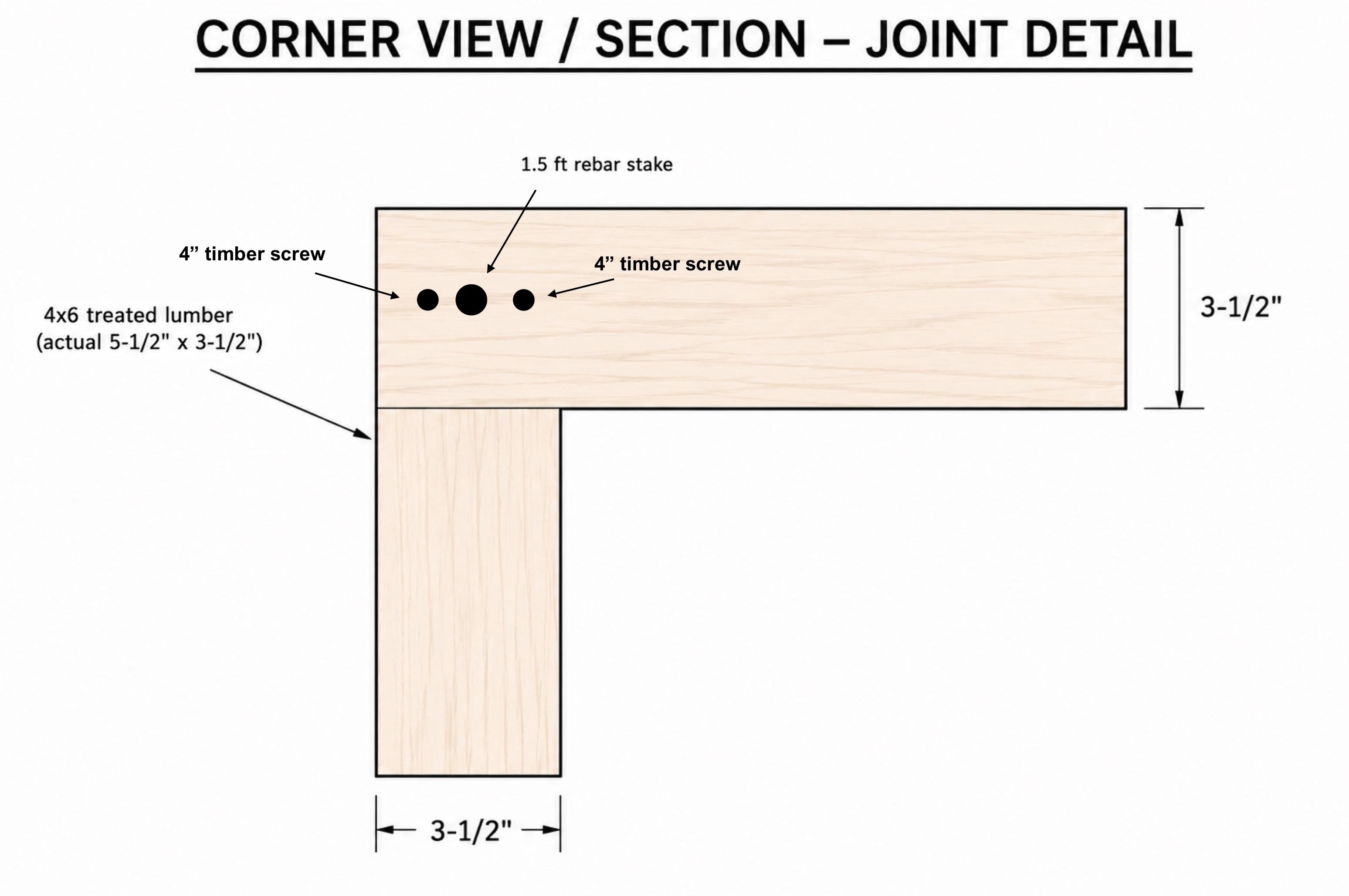 Corner detail · Timber joint and fasteners